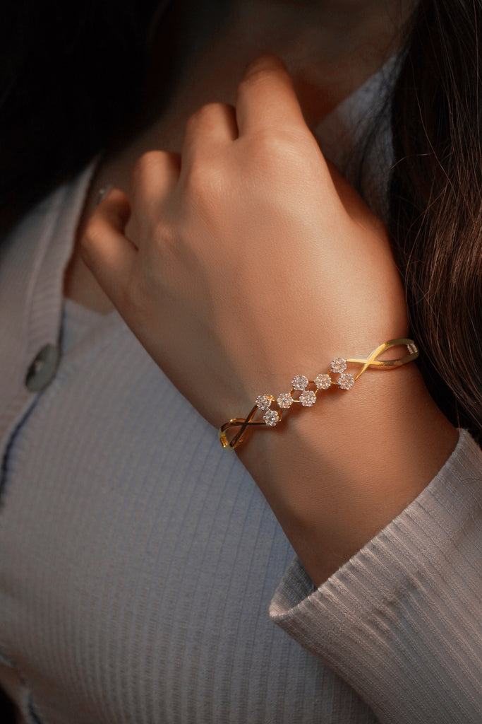 Gold Plated Floral Bangles CZ American Diamond Bracelet Jewellery For Girl  Women | eBay