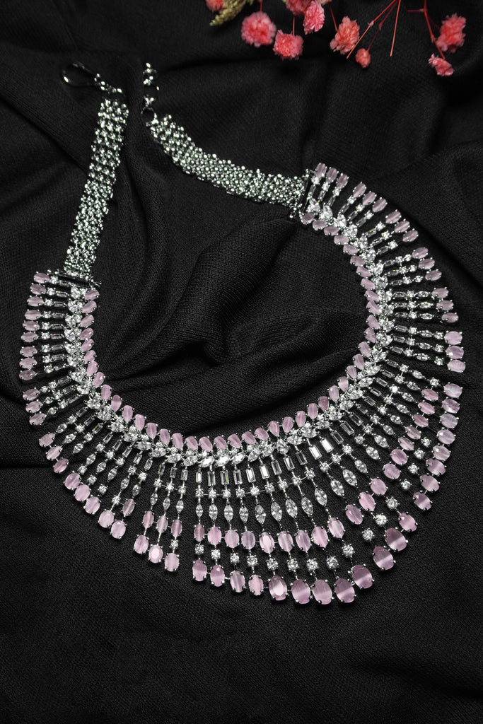 American Diamond Necklace - Pink Necklace