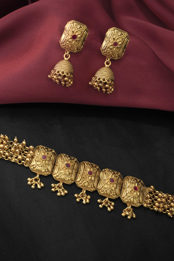 24K Gold Plated Necklace Set with Earrings