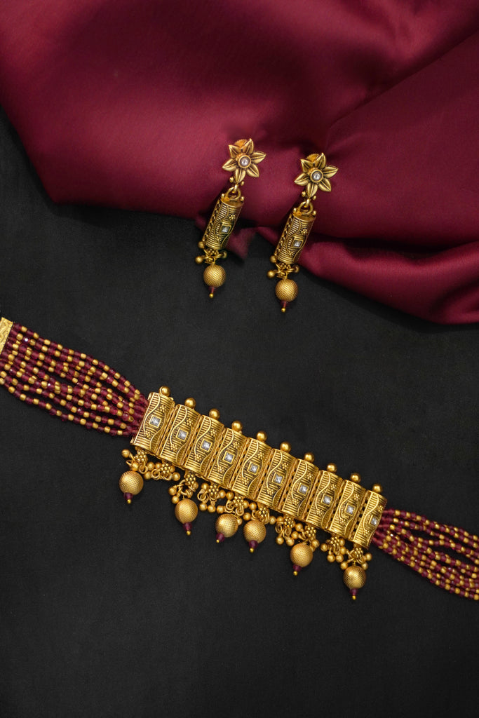 24K Gold Plated Choker Necklace Set