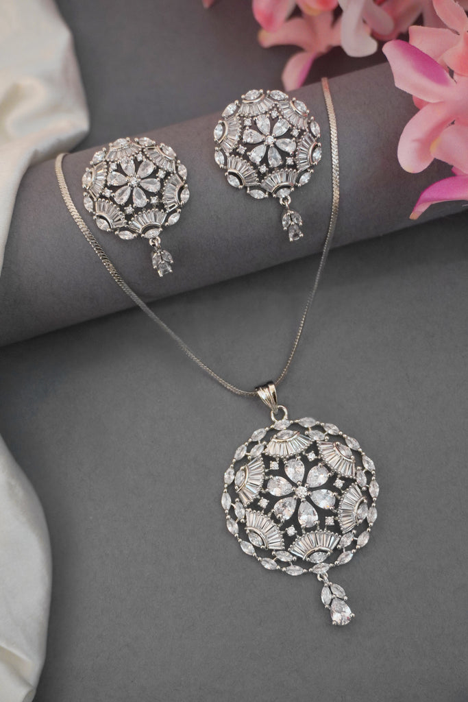 Crystal Pendant Necklace American Diamond