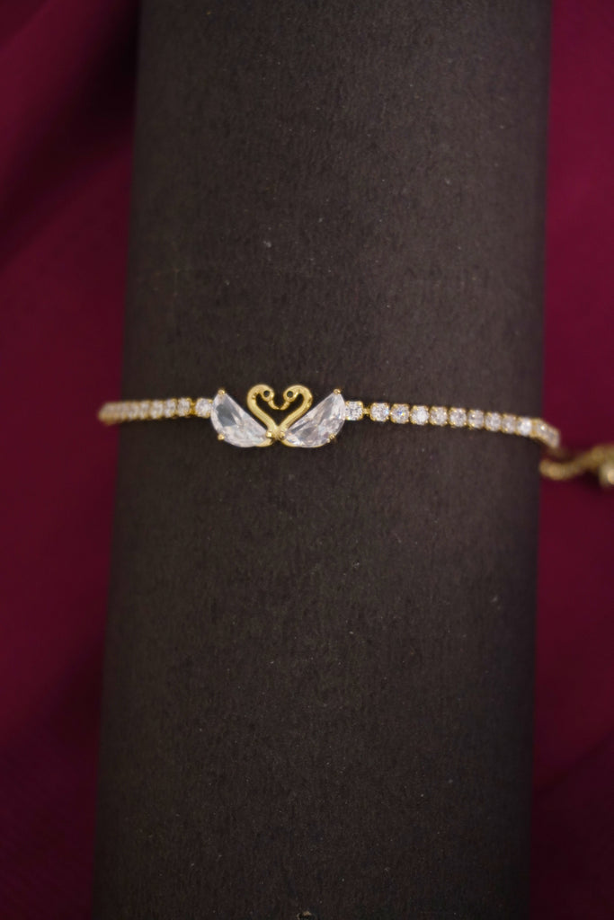 Designer Gold Plated with American Diamonds Swan Bracelet - Bracelet Design Simple