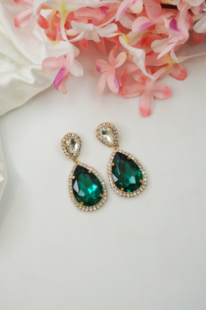 Emerald Swarovski Dangle Earrings
