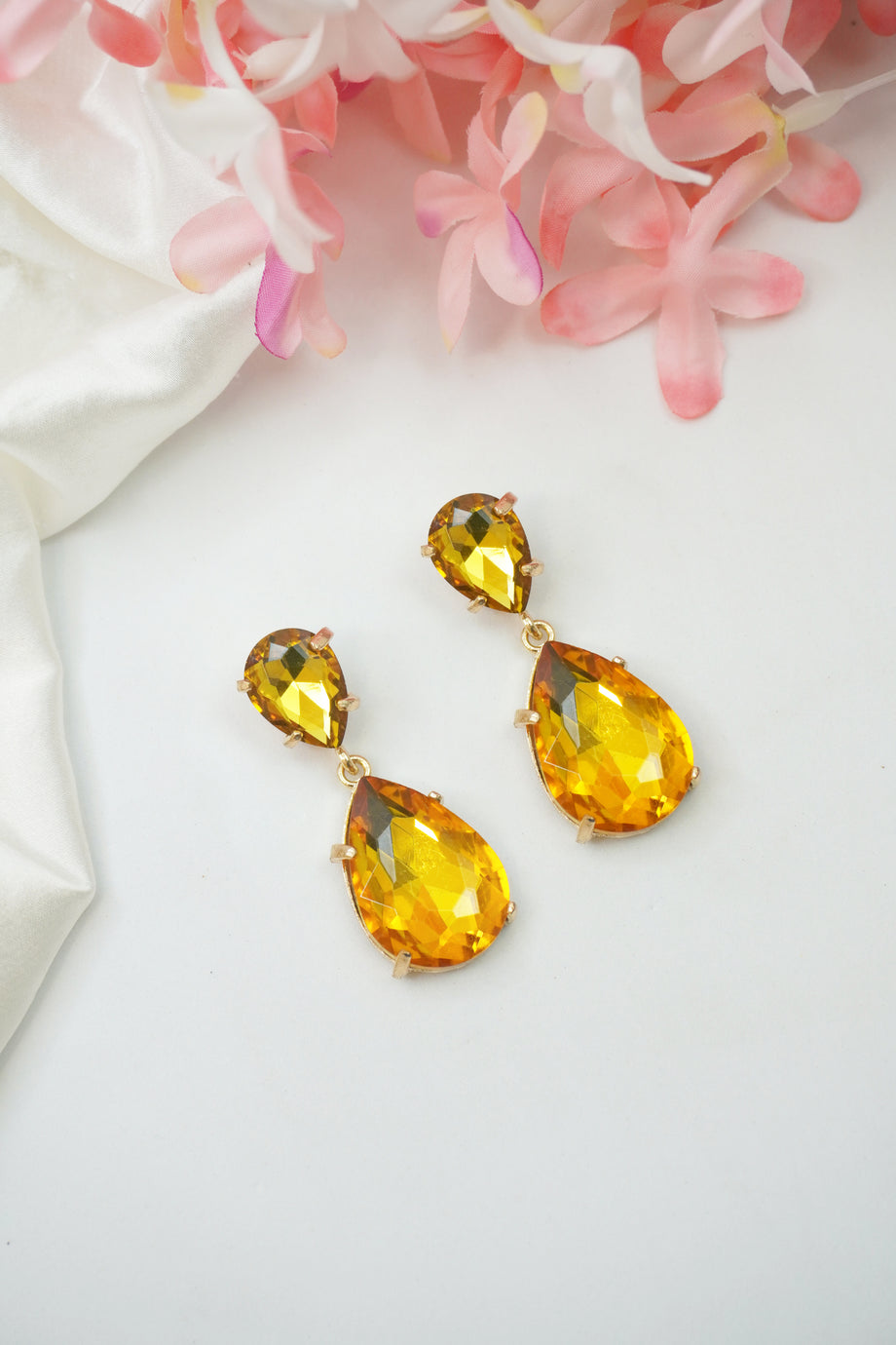 Yellow on sale rhinestone earrings