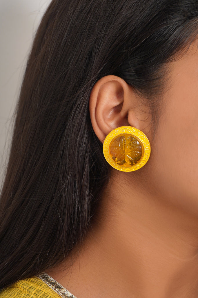Bumblebee Stud Earring - Yellow Earrings for haldi