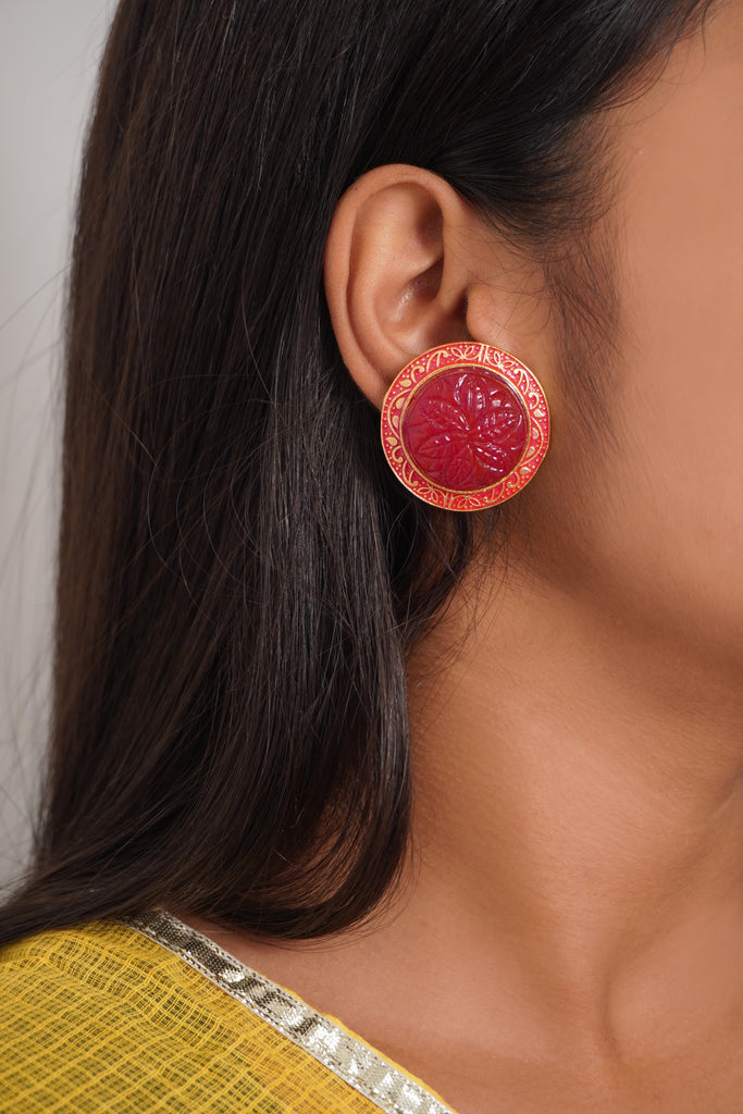 Handcrafted Scarlet Stud Earring - Stud Earrings for Women