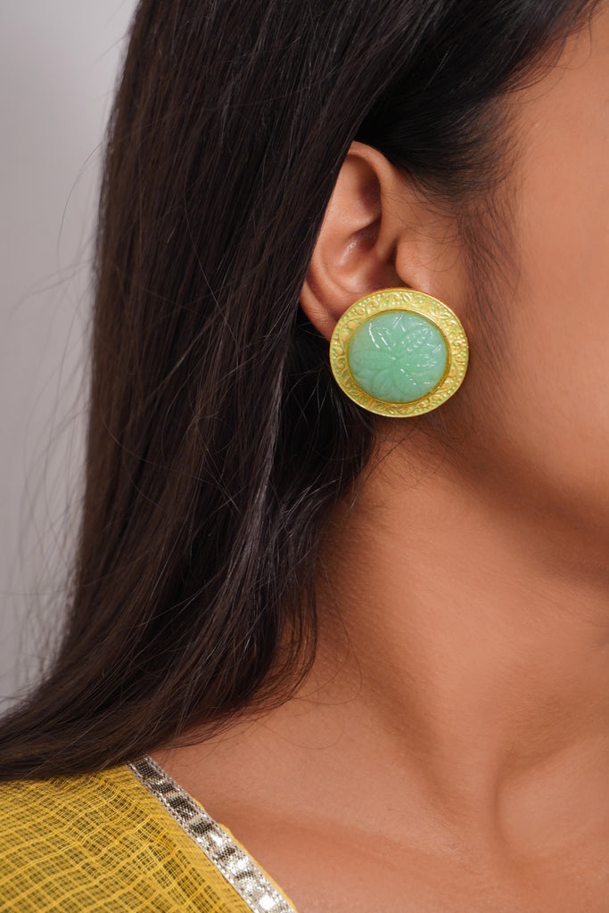 Handcrafted Sea Green Stud Earring - Earrings for Women
