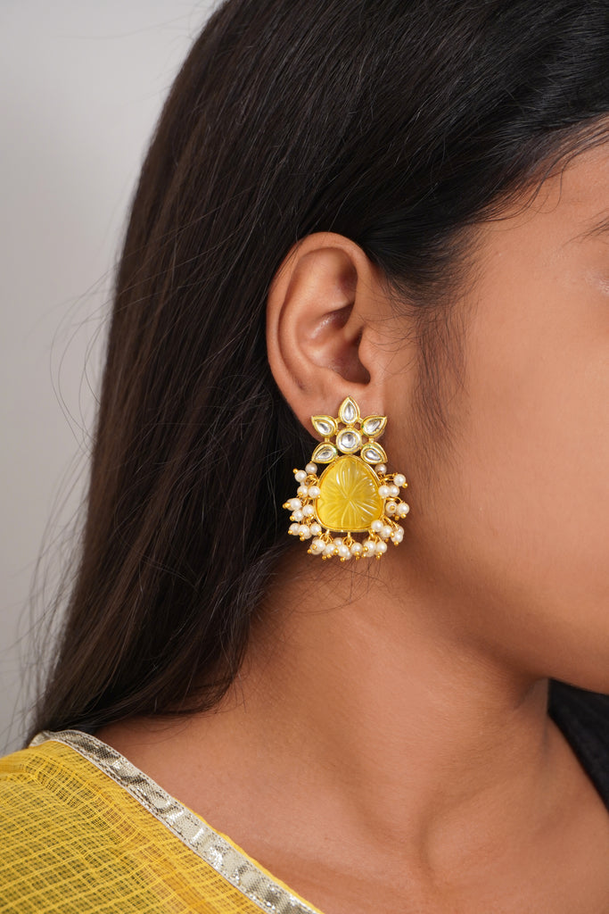 Handcrafted Kundan Pearls Bumblebee Earring - Earrings Online