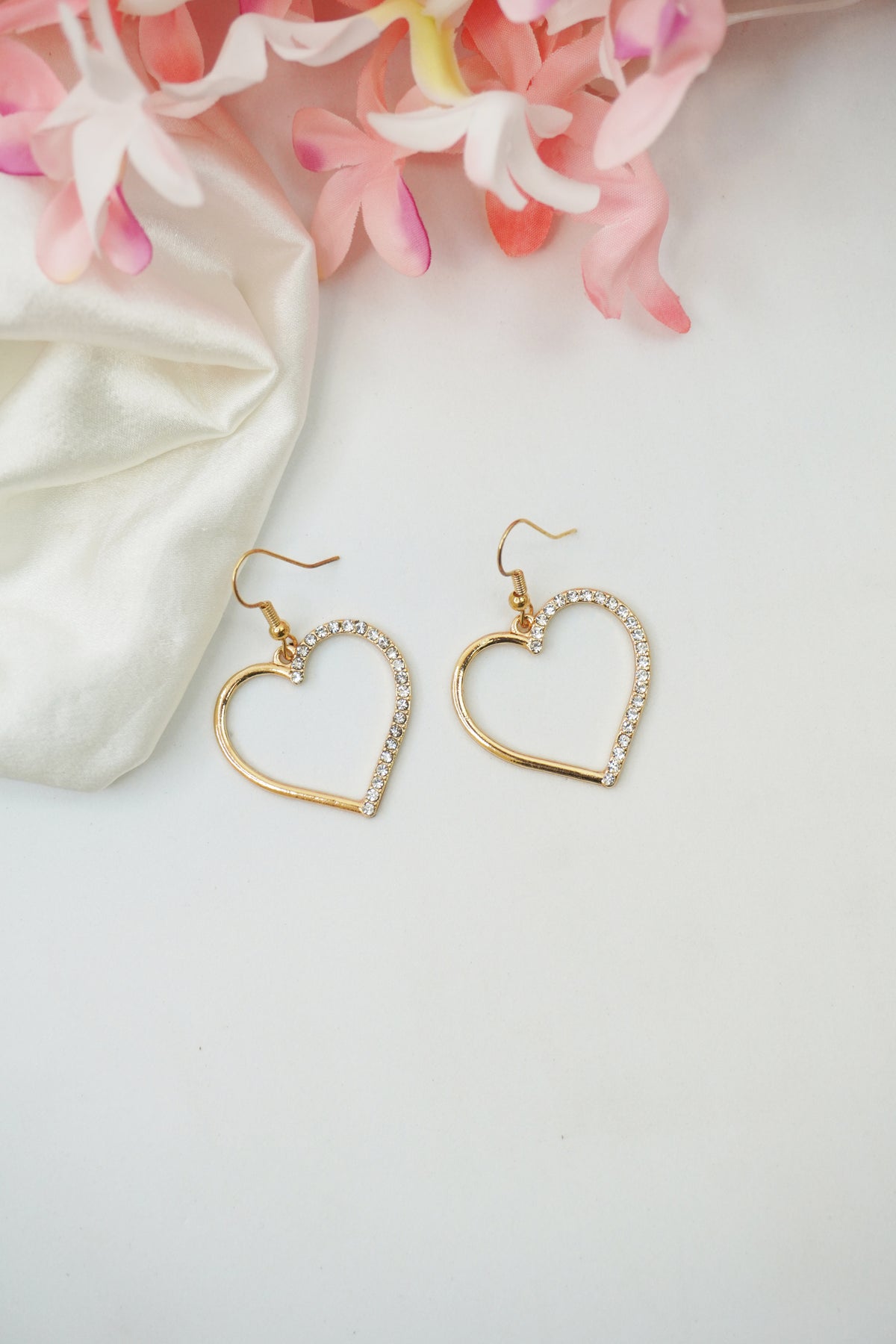Heart Earrings with CZ Stones