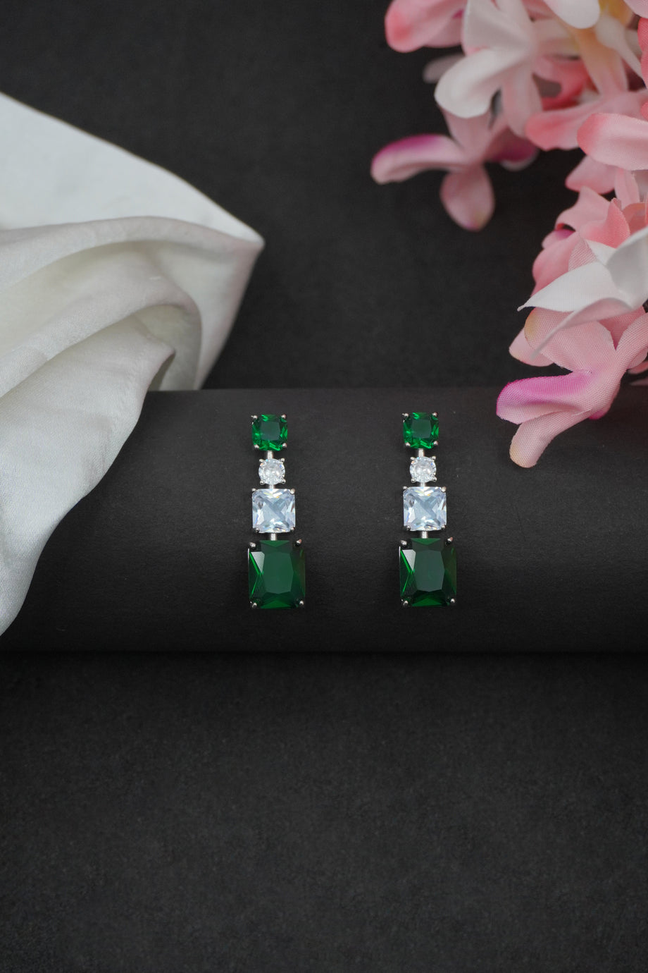 Double Emerald-Cut Aquamarine Drop Earrings - Fantasia by DeSerio