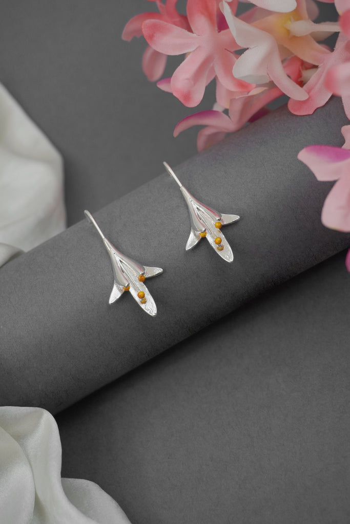 Delicate Tulip Silver Earrings