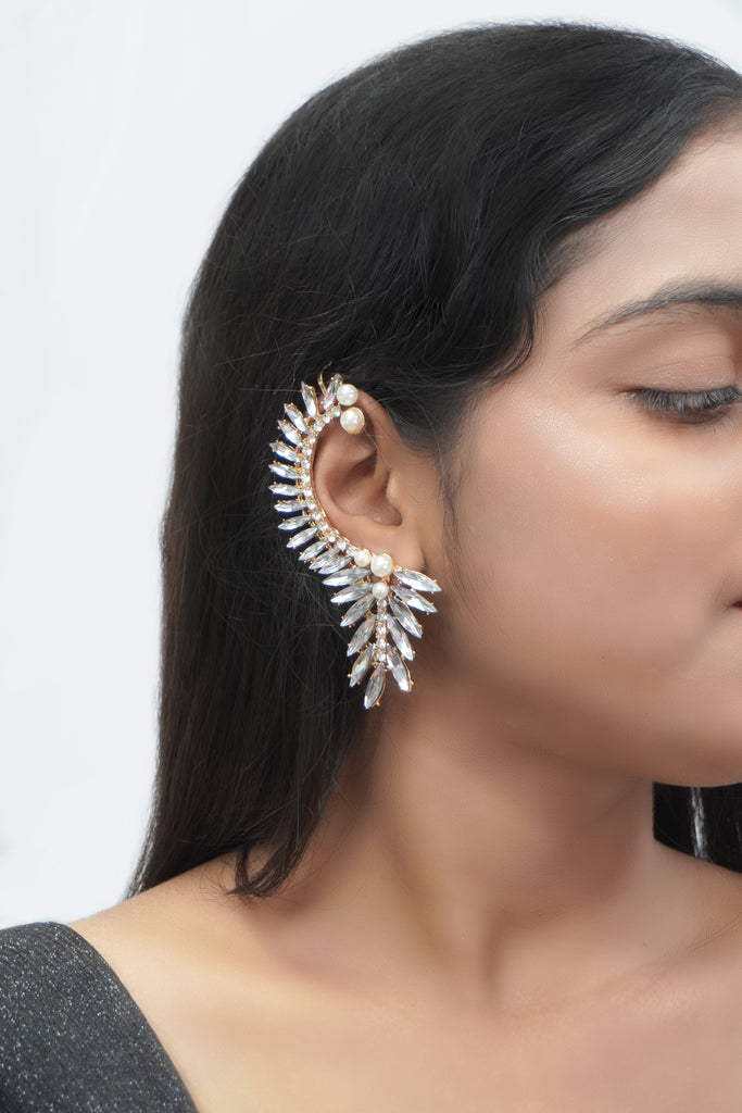 Feather and Pearl Earrings - Niscka