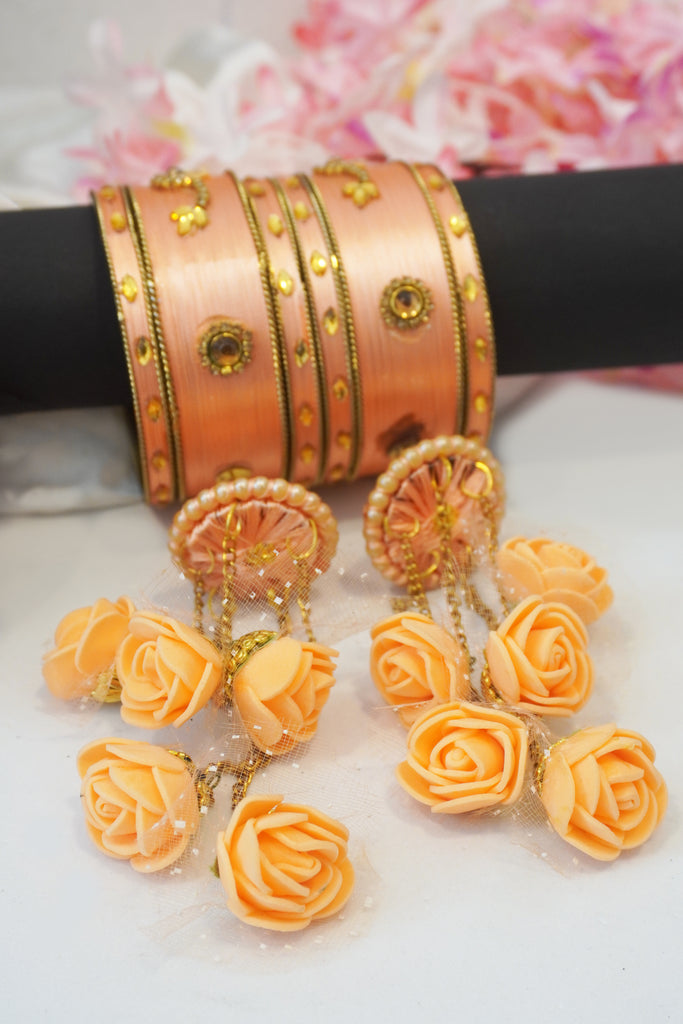 Designer Orange Bridal Bangles