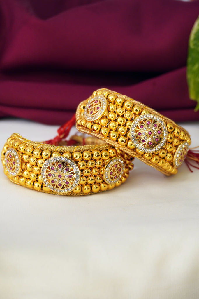 Red and Golden Ponchi Bangles - Gold Bangles Price - Best Online Shopping for Bangles
