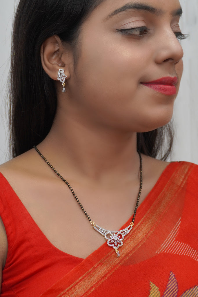 Flower Mangalsutra with CZ Stones