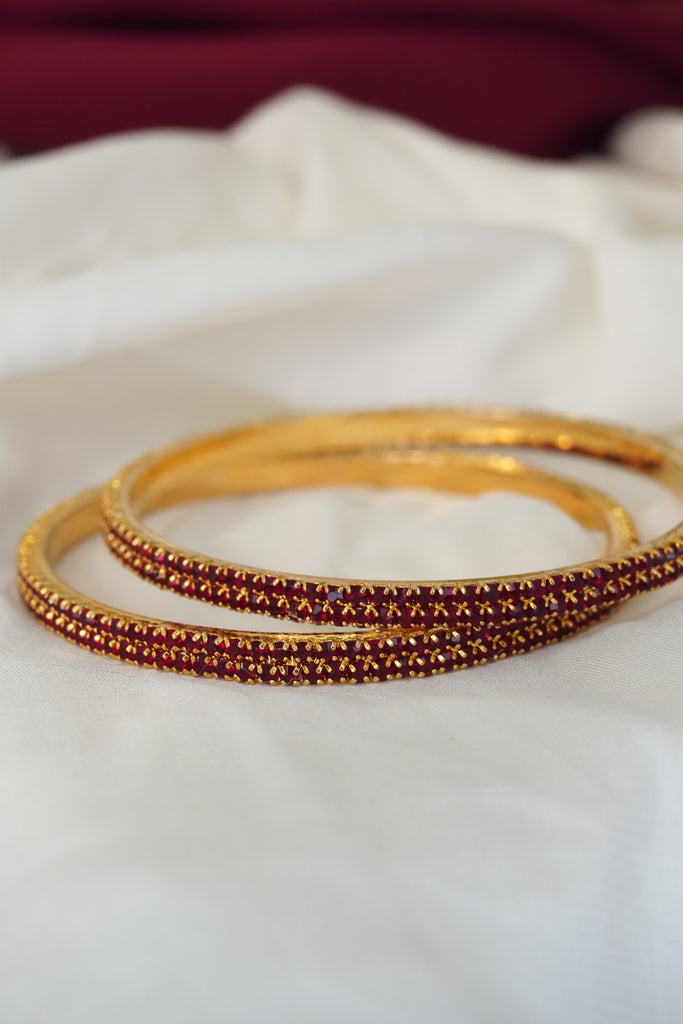 Ruby Stone Gold Plated Bangles - Fancy bangles for marriage