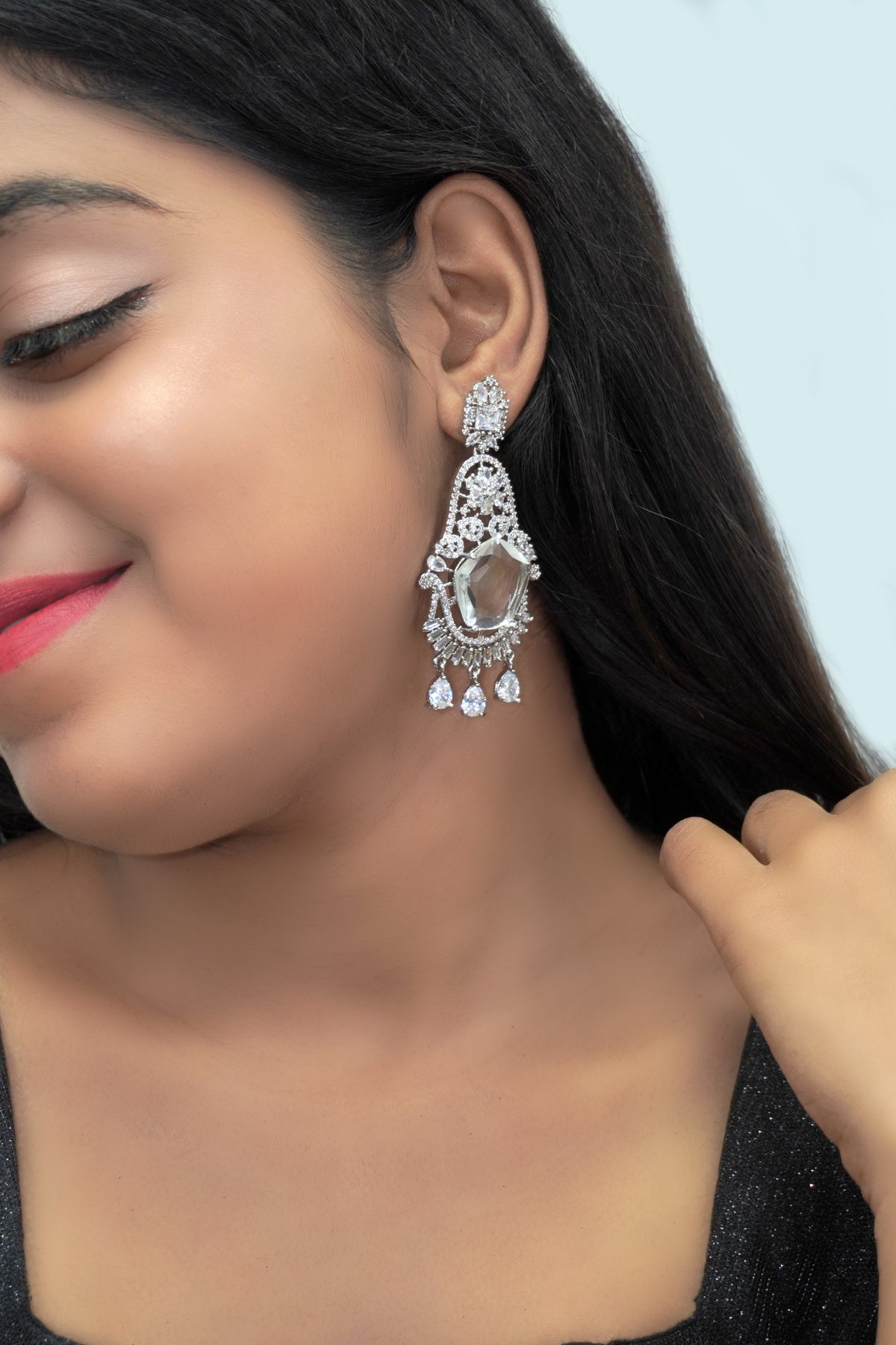Crystal Statement American Diamond Earrings