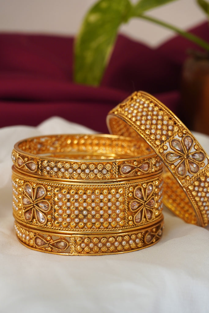 Stunning Gold Plated 24K Handcrafted Bangles - Fancy bangles for marriage