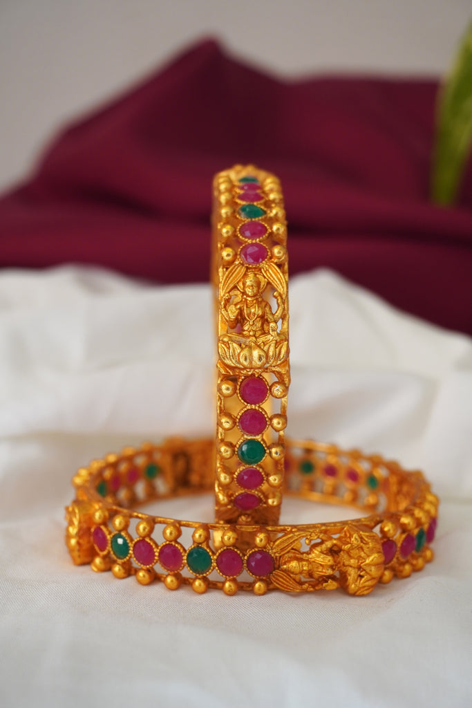 Goddess Laxmi Gold Plated Bangles - Fancy bangles for marriage