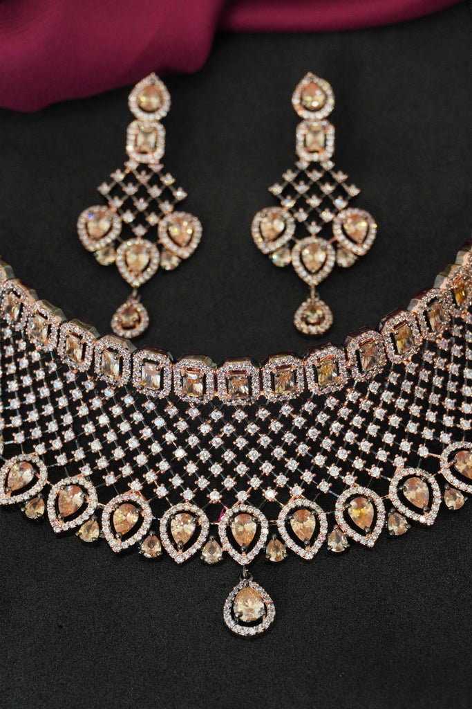 American Diamond Royal Emerald Necklace Set -Diamond Necklace | Buy Diamond Neckwear Online