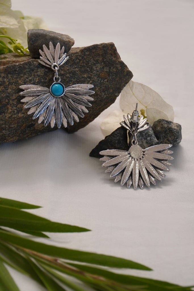 Vintage Feather Turquoise Stone Earrings - Buy Earrings for Girls