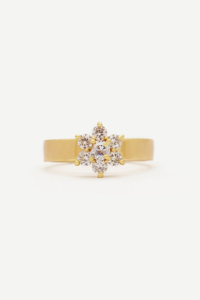 Floral Round Cut American Diamond Ring -Diamond Finger Ring Designs