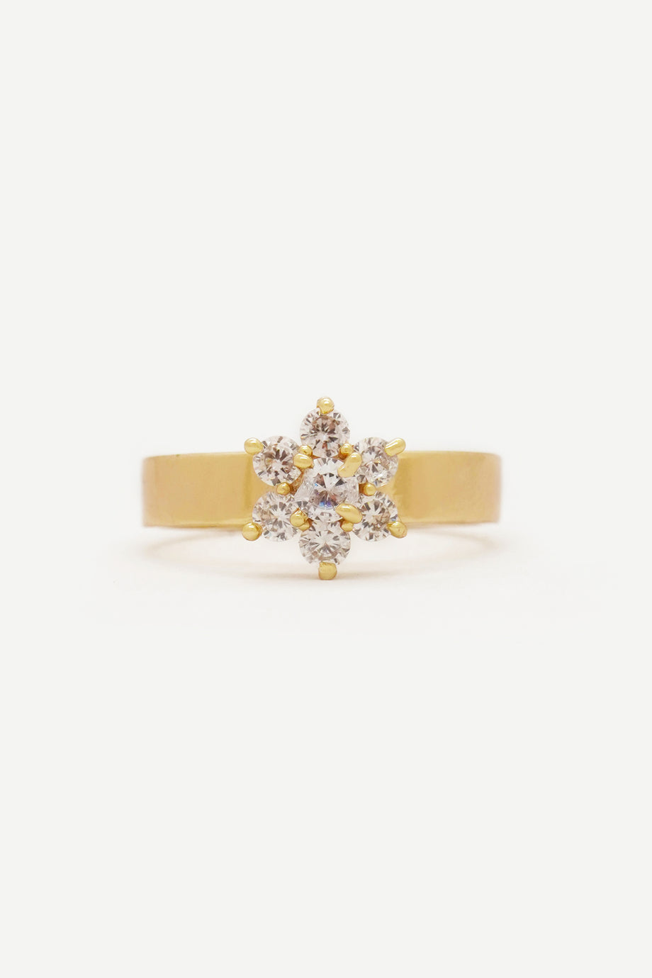 Buy Crunchy Fashion Stylish American Diamond Gold-Plated Floral Finger Ring  for Women online