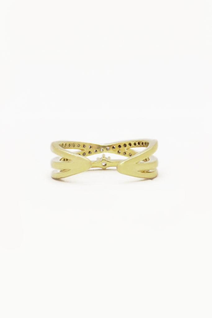 Twisted Three Layer Gold Plated Ring - 3 Layer Statement Ring