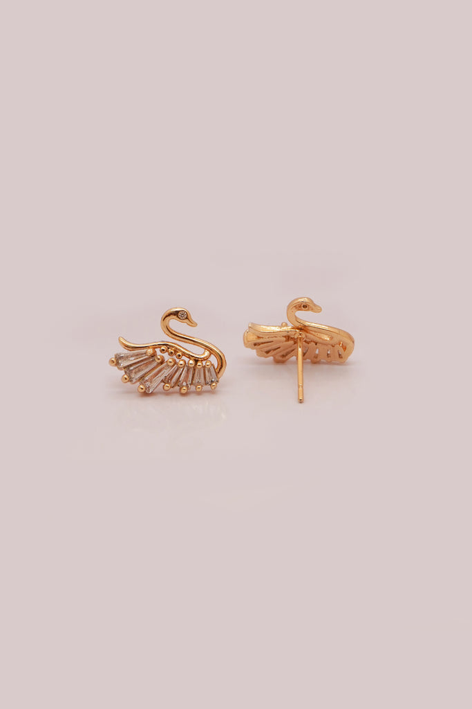 Swan Studs with American Diamonds - ‎Studs - Stud Earrings - Diamond Stud Earrings - Fancy Earrings