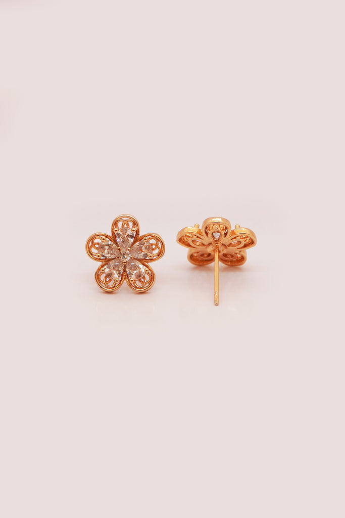 Flower Studs with Pear Cut Zirconia - Buy Artificial Earrings online