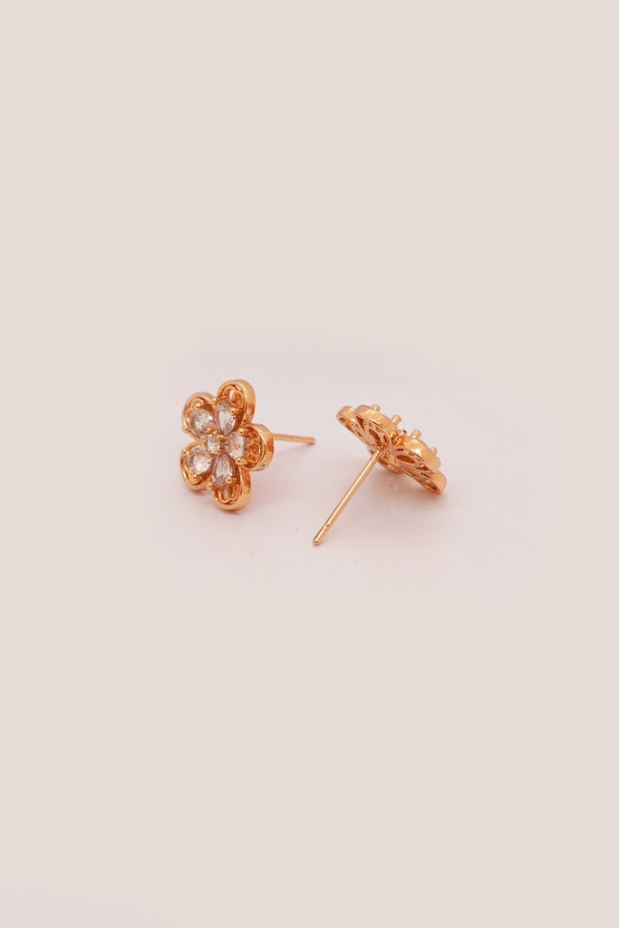 Flower Studs with Pear Cut Zirconia - Buy Artificial Earrings