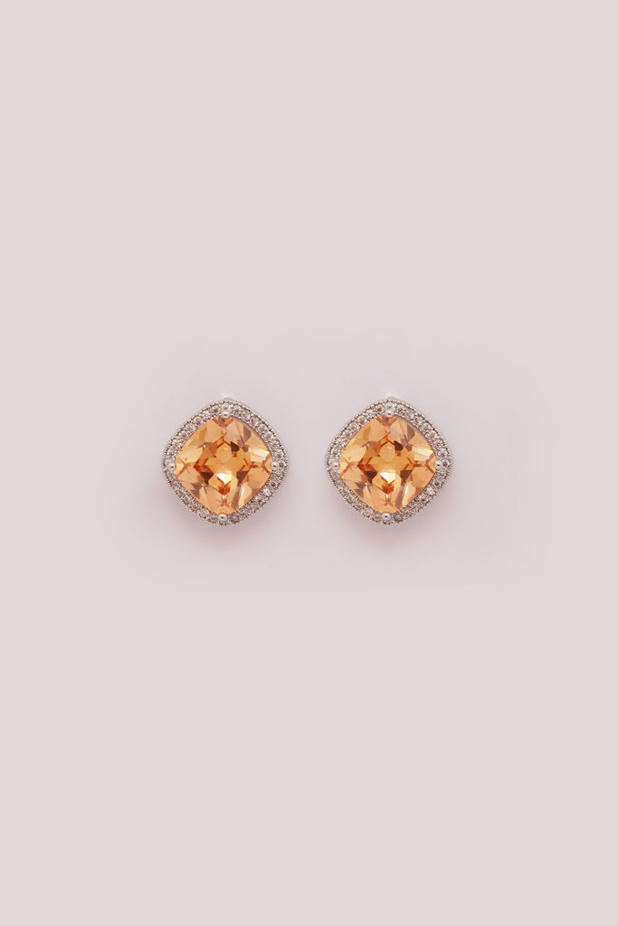Cushion Stone American Diamond Stud Earrings - Ear Studs for Women - ‎Studs - Stud Earrings - ‎Diamond Stud Earrings - ‎Fancy Earrings