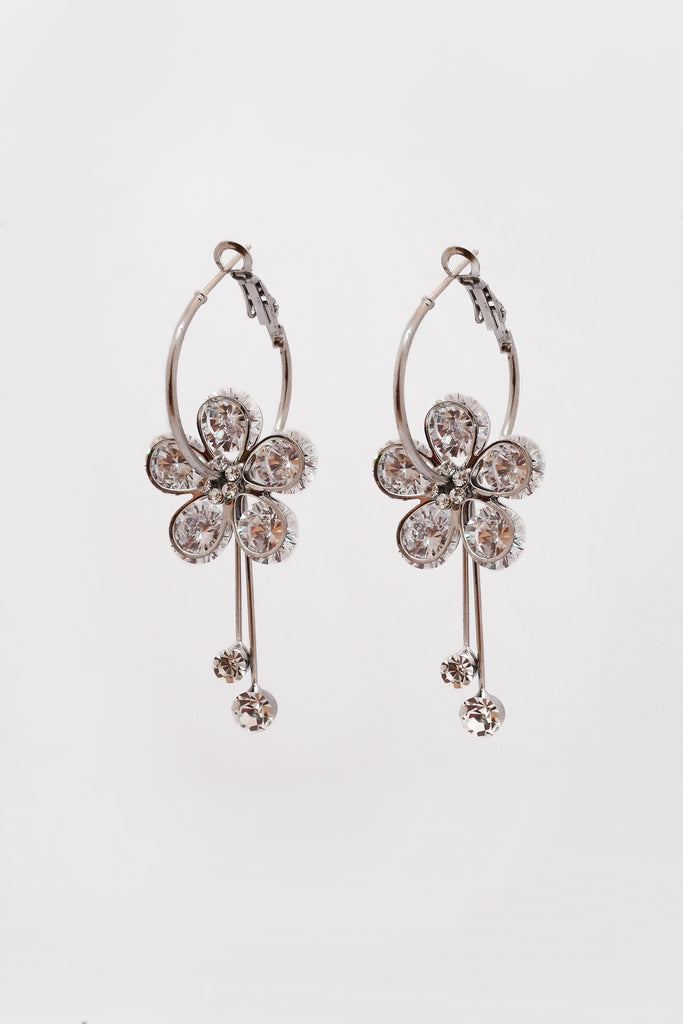 Flower Hoops Drop Earrings - Buy Drop Earrings Designs Online