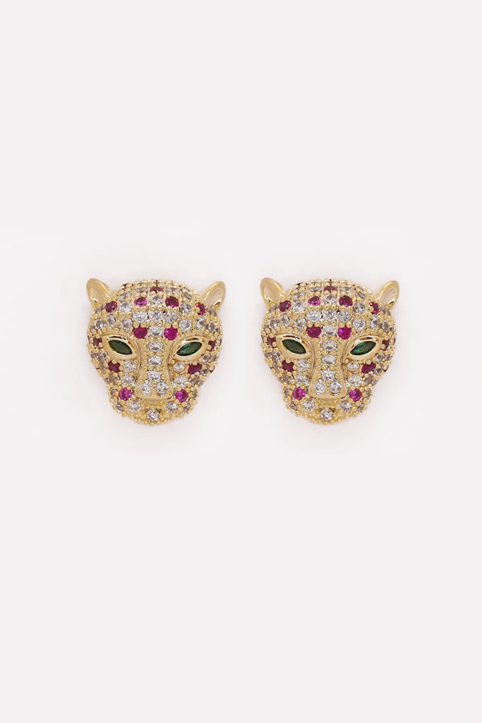 Panther Earrings with Multi-Color Stones - Jaguar Earrings
