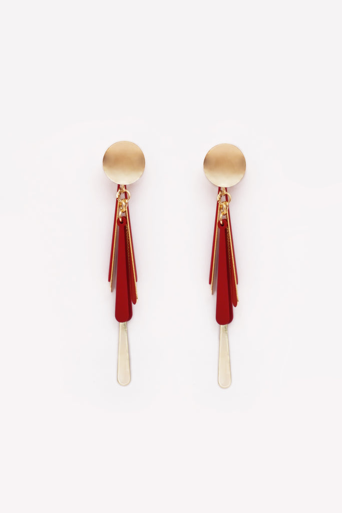 Red Color Dangle Earrings - Red - Earrings - Women Jewellery