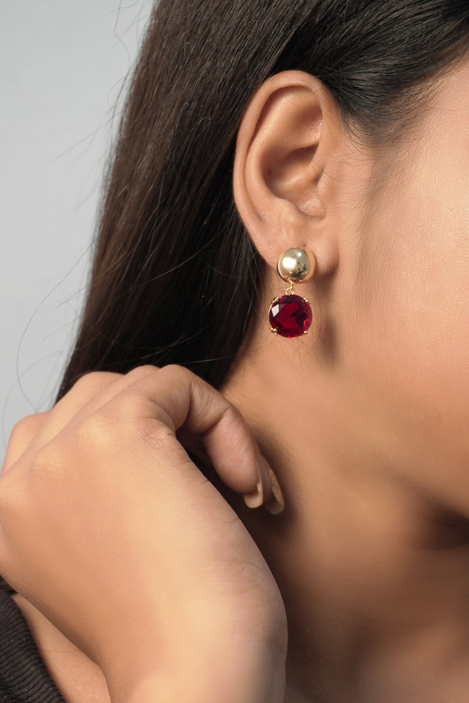 Red Stone Drop Earrings - Fashion earrings for women