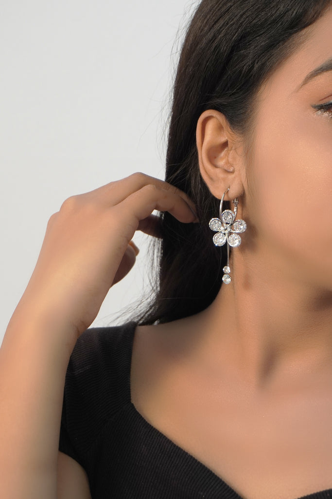 Flower Hoops Drop Earrings - Earrings For Women