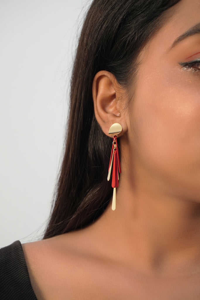 Red Color Dangle Earrings - ‎Fancy Earrings