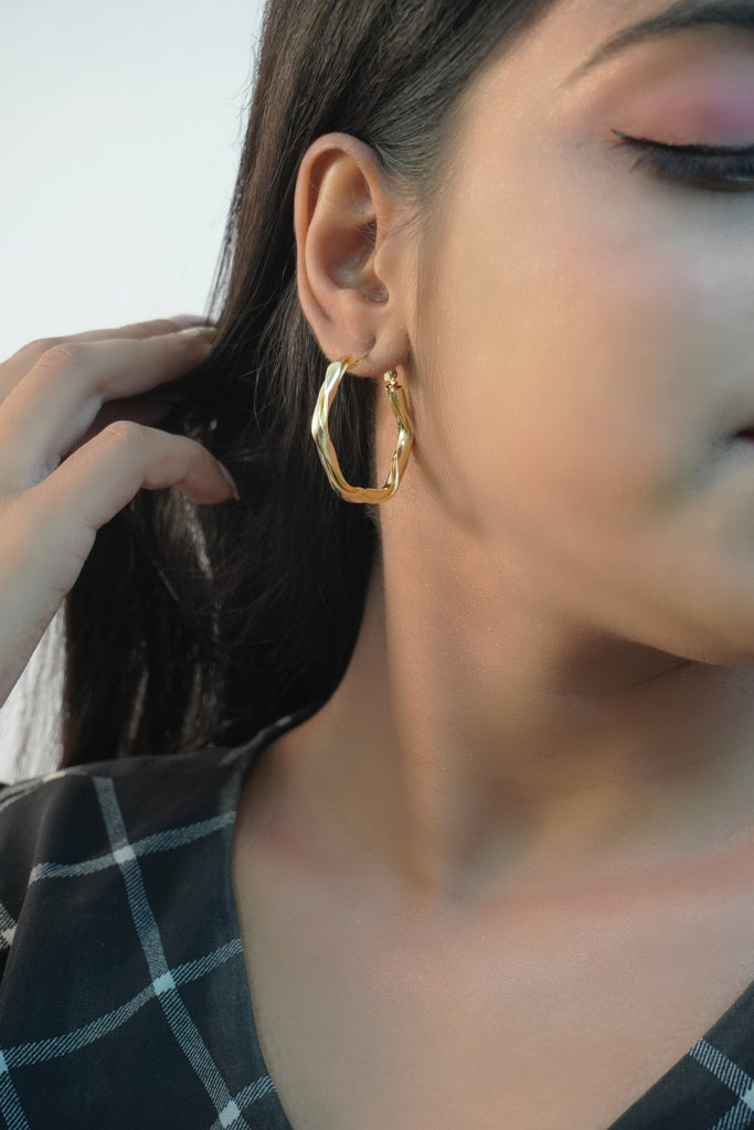 Twirl Hoop Gold Plated Earrings - Earrings For Women