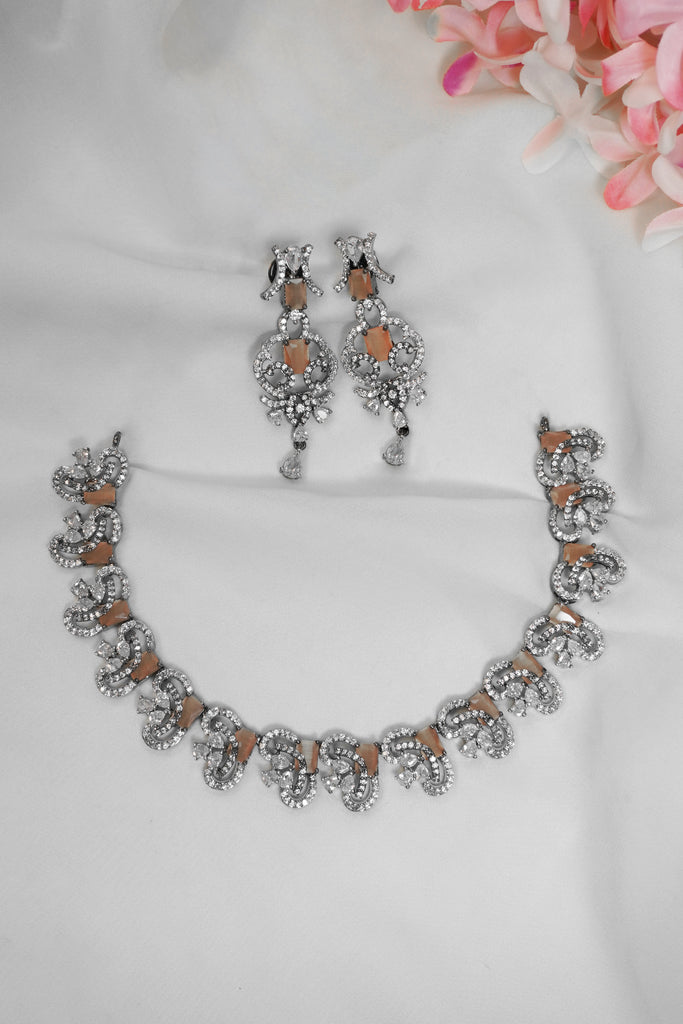 American Diamond Necklace Set - Necklaces & Sets - AD Jewellery - Necklace Designs