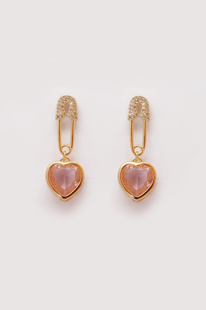 Pin Heart Stone Earrings - Buy Gold Heart Earrings Online