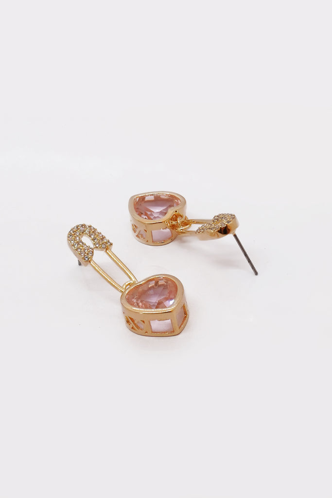 Pin Heart Stone Earrings - Heart Shaped Earrings