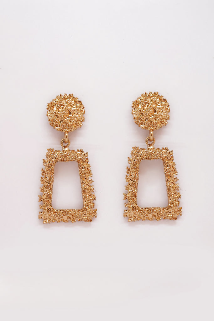Gold Toned & Textured Statement Earrings - Earrings for women - Earrings Design