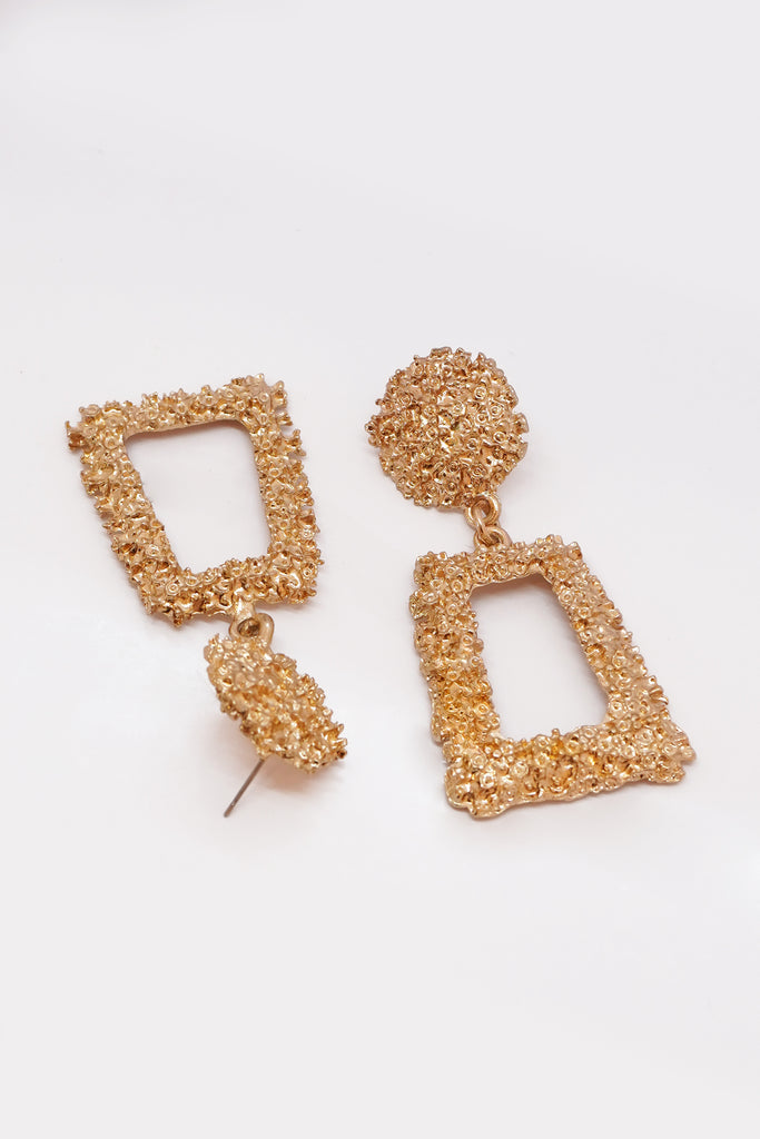 Gold Toned & Textured Statement Earrings - ‎Fancy Earrings - Western Earrings