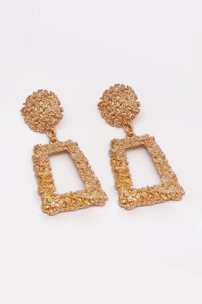 Gold Toned & Textured Statement Earrings - ‎ Buy Earrings online - Gold Earrings New Design