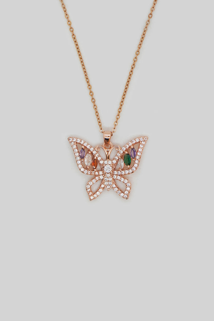 Butterfly CZ Rose Gold Pendant - Buy Butterfly Jewellery online