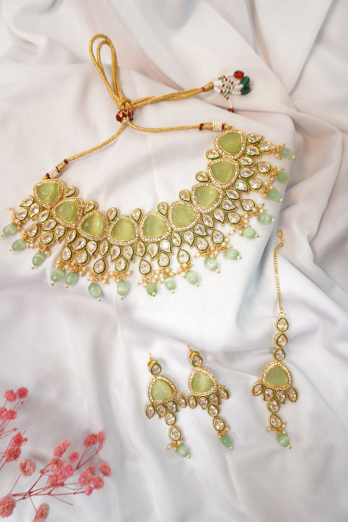 American Diamond Bridal Necklace with Monalisa Stones