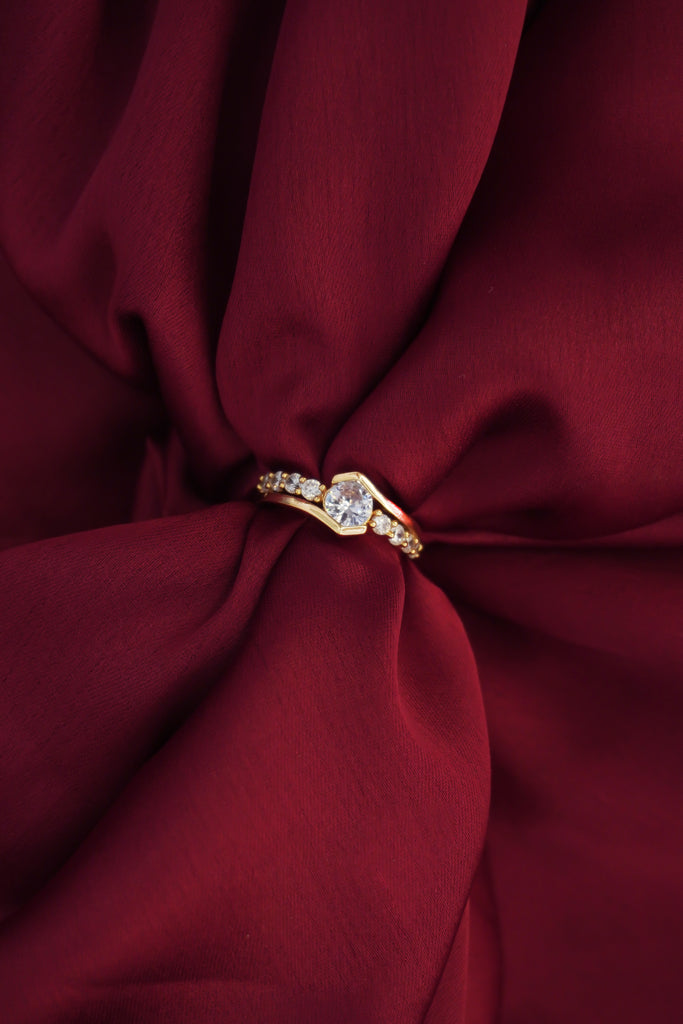 Gold Plated Modern American Diamond Ring