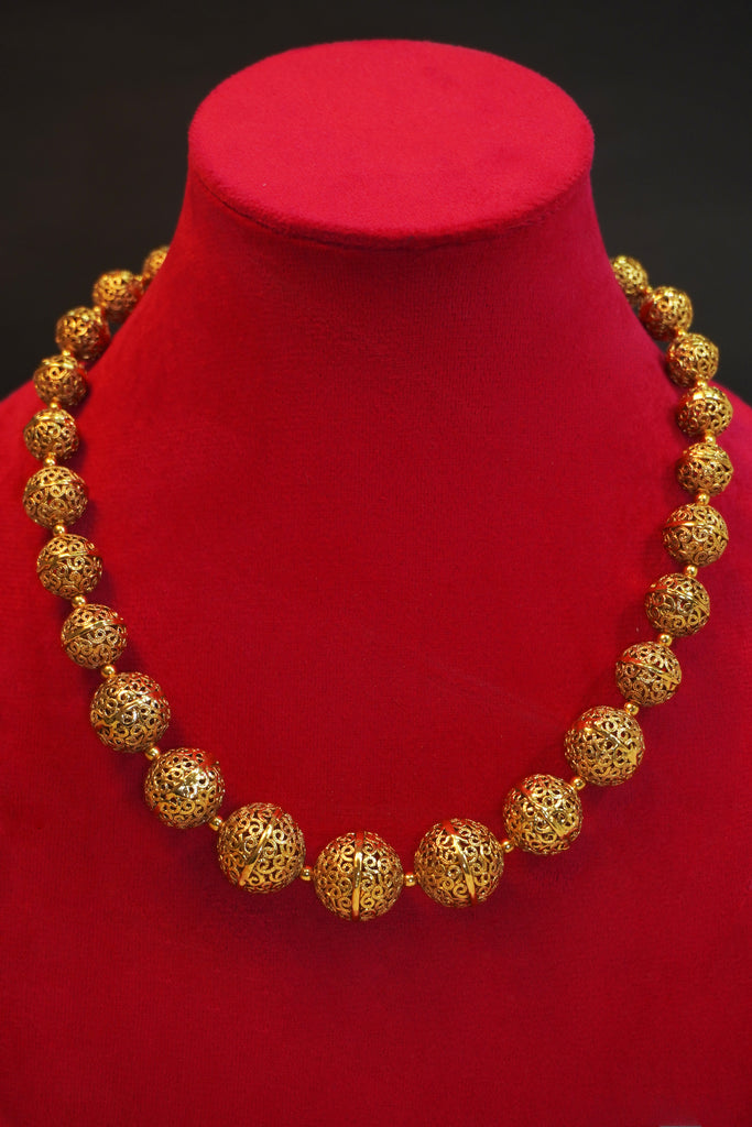 Gold Plated Matar Mala with Earrings - Gold Matar Mala Design