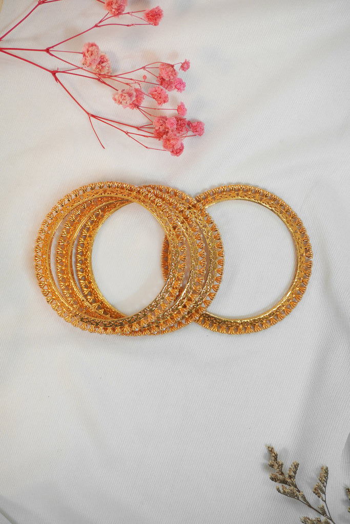 24k Gold Plated Bangles - Gold Plated Bangles Design - Traditional Pearl Bangles